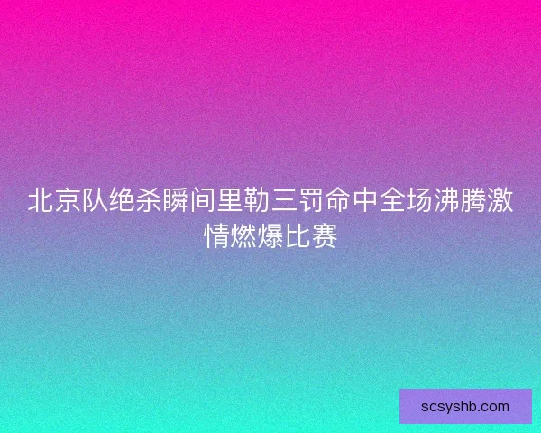 北京队绝杀瞬间里勒三罚命中全场沸腾激情燃爆比赛